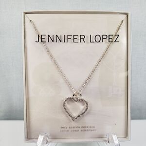 Jennifer Lopez Heart Pendant Necklace Silver Tone  Silver Tone